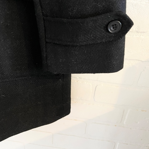 Vintage Bosco Men’s dress coat Pea coat Pockets Black Charcoal Wool blend Sz 42 - Picture 6 of 13